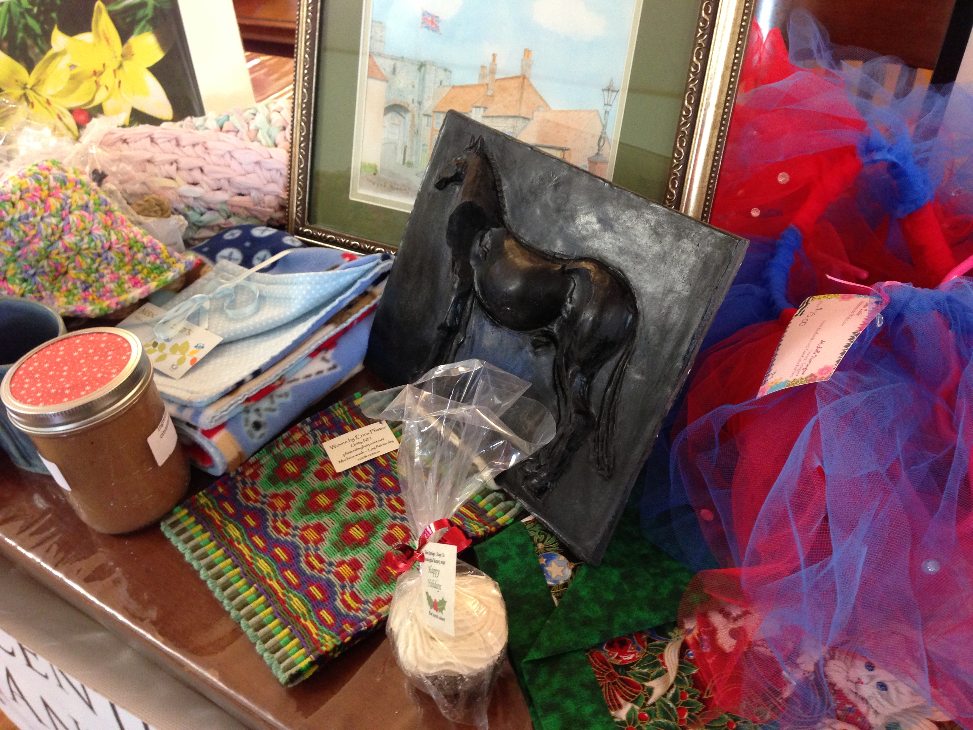 Items donated by participants of the Local Arts Fair for WCCMA's Raffle.