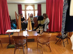Angela Biggs teaches a harp workshop during NH Opendoors